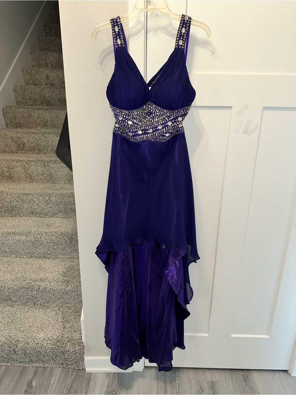 Fiesta Purple High-Low Formal Prom Event Dress with Beaded Waist size M - Picture 11 of 16